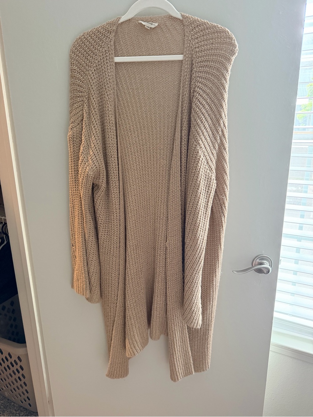 Cozy Open-Front Women's Cardigan Sweater in Beige